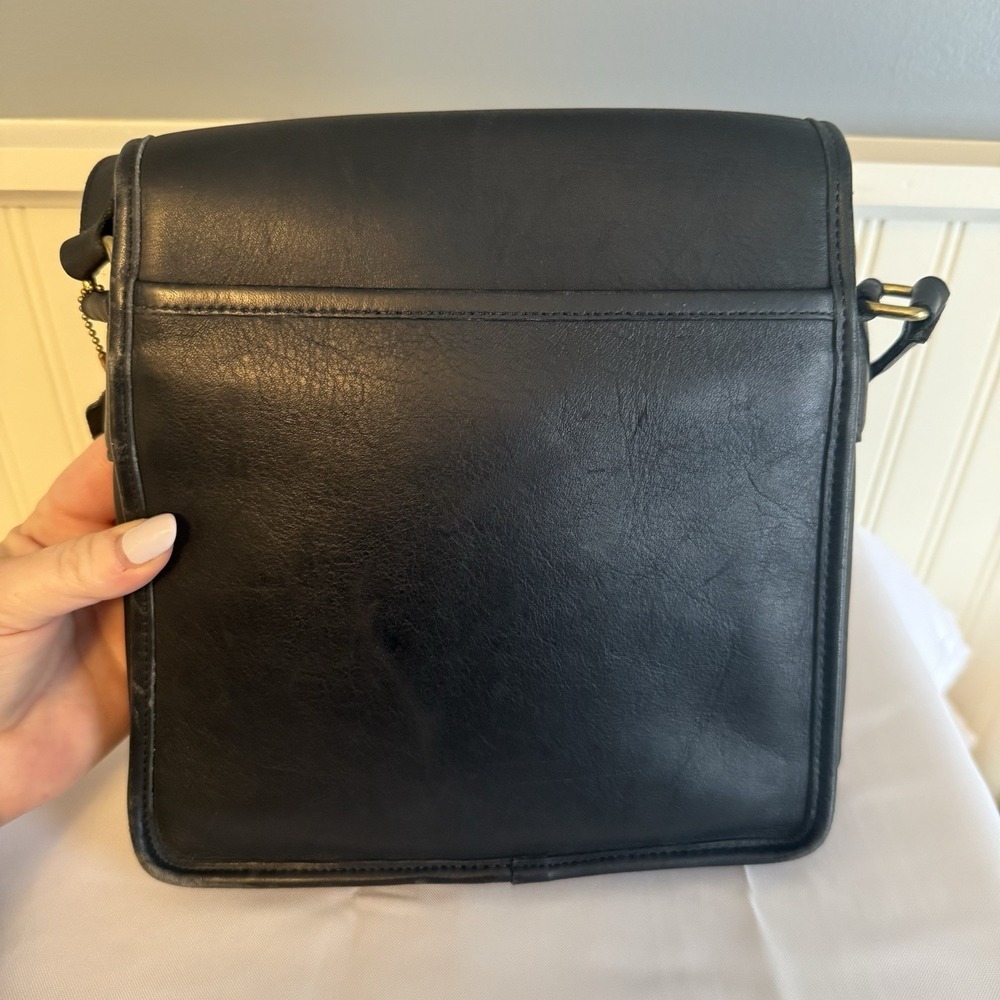 Vintage Coach Shelton Black Leather Shoulder Crossbody Bag Purse #9917 - Picture 4 of 16